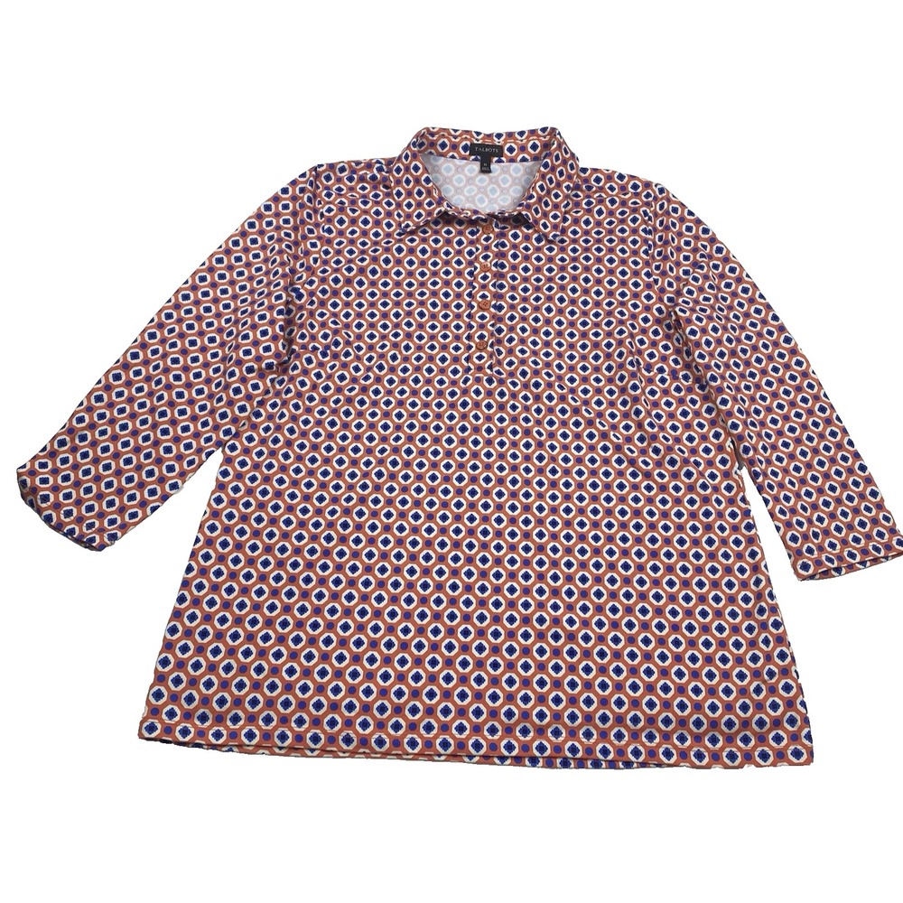 Talbots Womens Size Medium Pullover Shirt Top Performance Fabric Classic Preppy